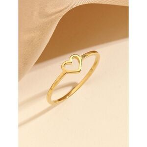 Stainless Steel Heart Goldtone Fashion Simple Women's Hollow Love Ring Dainty